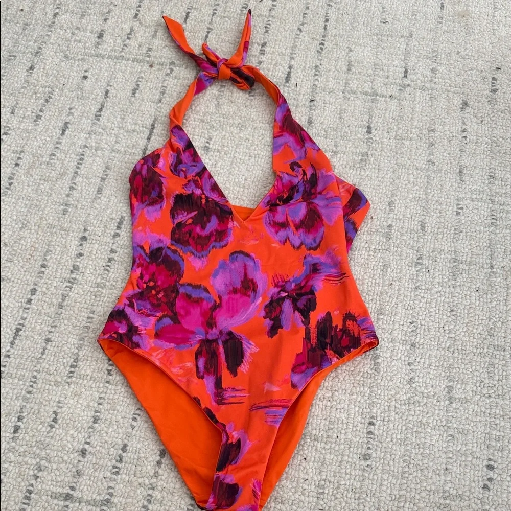 COS Women’s REVERSIBLE Floral One Piece in Orange and Purple- NEVER WORN! - Picture 3 of 7